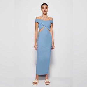 Jonathan Simkhai Standard
Akane Shaping Off-The-Shoulder Cut-Out Halter Dress